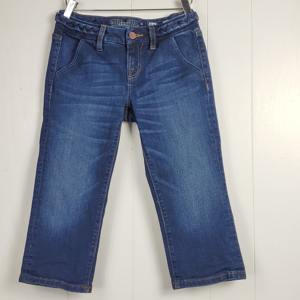 Miss Me JK4480P45 braided belt cuffed capri jeans size 14
